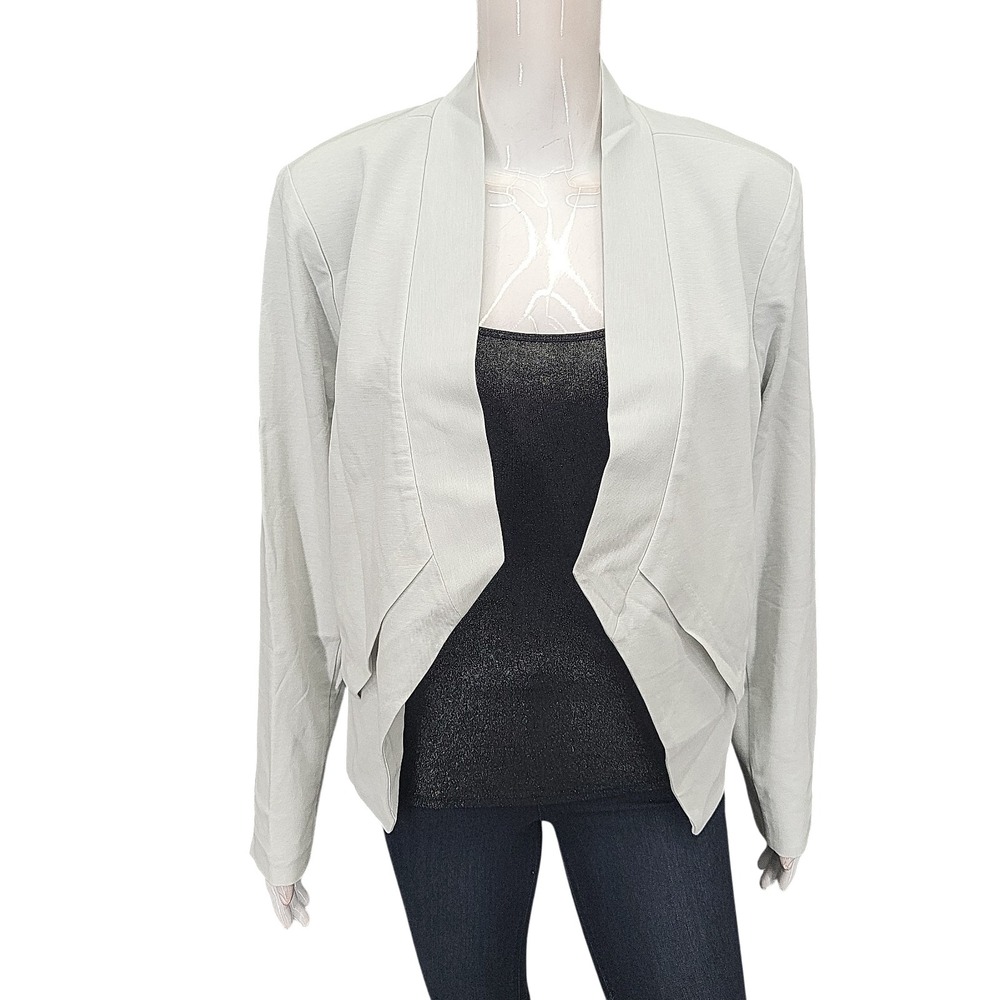 Elizabeth & Clarke Womens Ponte Knit Blazer with StainTech Heather Gray Size 14